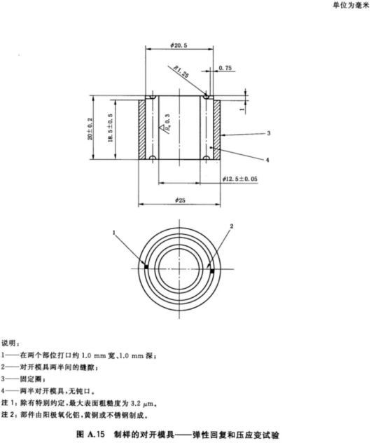 制樣的對開模具-彈性回復和壓應變試驗